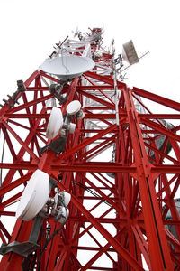 Low angle view of crane against sky