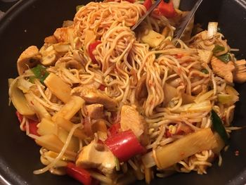 Close-up of noodles in plate