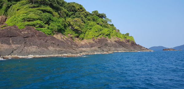Scenic view of sea against clear sky