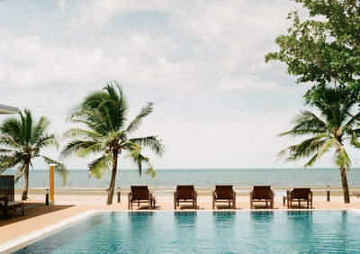 Scenic view of swimming pool against sky