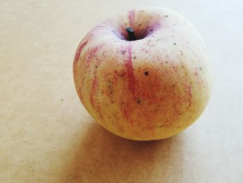 High angle view of apple on table