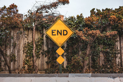 Close-up of road sign