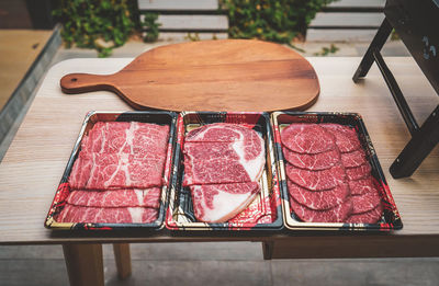 High angle view of food on table