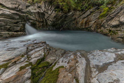 Scenic view of waterfall