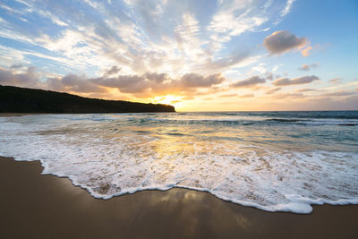 Scenic view of sea against sky during sunset