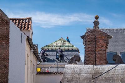 Low angle view of traditional building against sky