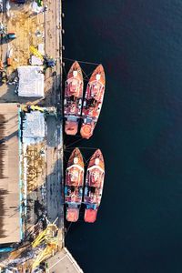 High angle view of boat in sea