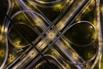 High angle view of elevated road at night