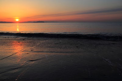 Scenic view of sea at sunset