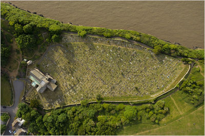 High angle view of agricultural landscape