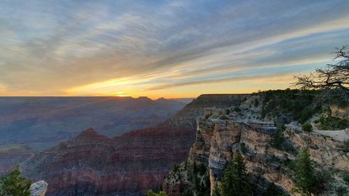 Scenic view of mountains against sky during sunset, sunset at grand canyon