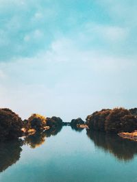 Scenic view of lake against sky