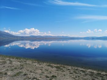 Scenic view of lake against sky