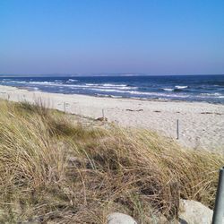 Scenic view of sea against clear sky