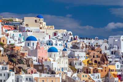 High angle view of buildings in city