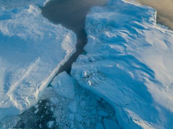 Aerial view of frozen lake