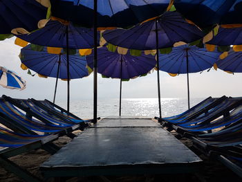 Low angle view of multi colored umbrella