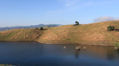 Scenic view of lake against sky