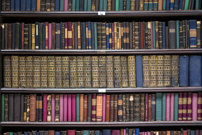 Full frame shot of books in shelves