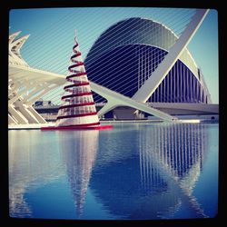 Reflection of built structure in water