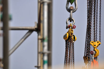 Close-up of chain hanging outdoors