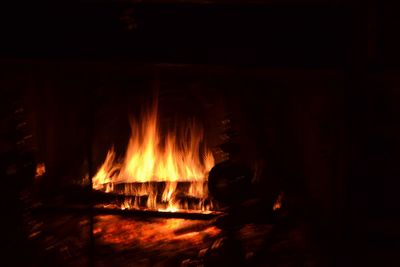 Bonfire in dark room