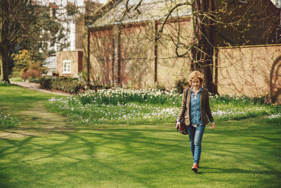 Woman walking in park