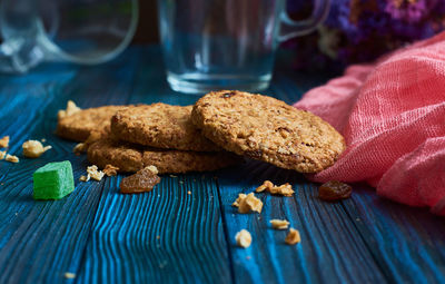 Close-up of cookies on table