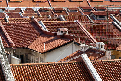 High angle view of roof tiles