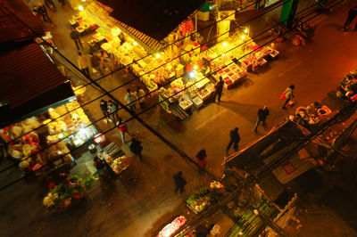 Illuminated building at night