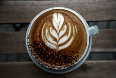 Close-up of cappuccino on table