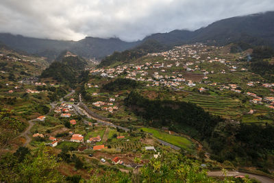 High angle view of townscape against sky