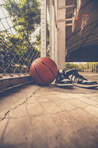 Close-up of basketball court