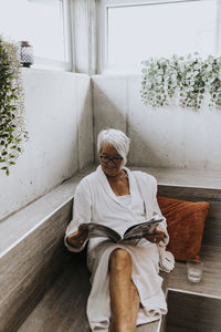 Woman relaxing in spa