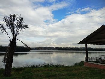 Scenic view of lake against sky