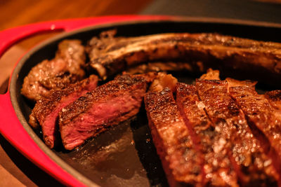 Close-up of meat in plate