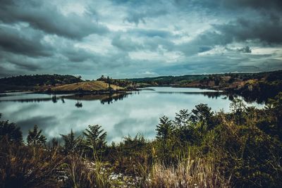 Scenic view of lake against sky