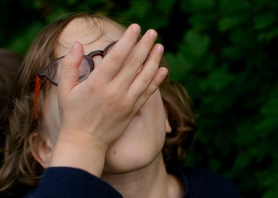 Close-up of girl wearing eyeglasses