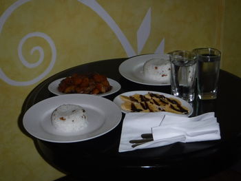 Close-up of food served in plate