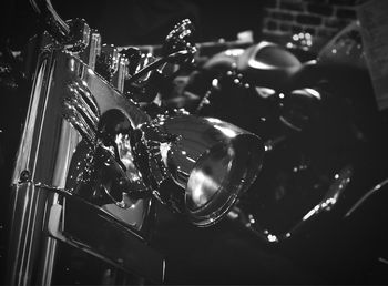 Low angle view of man playing music at night