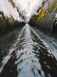 Surface level of wet road during winter