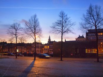 View of city street against clear sky