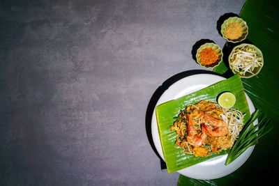 High angle view of food on table