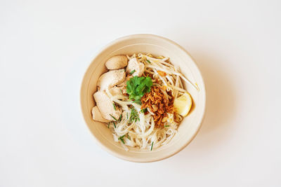 High angle view of noodles in bowl