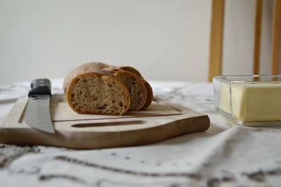 Close-up of bread on table