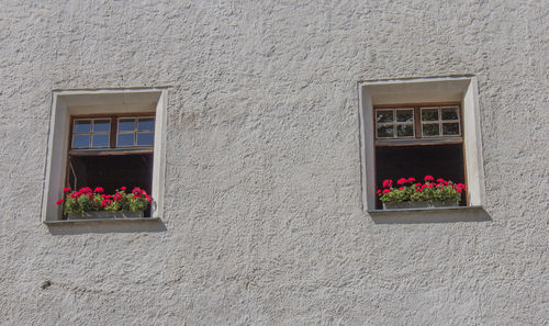 Low angle view of house window