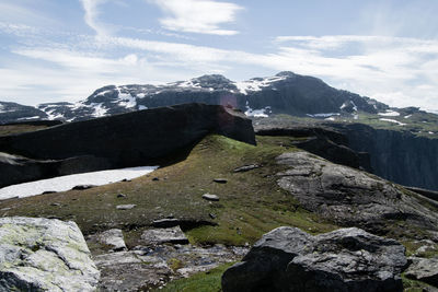 Scenic view of mountains against sky