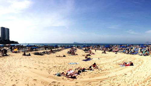Panoramic view of people on beach