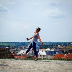 Girl jumping in playground