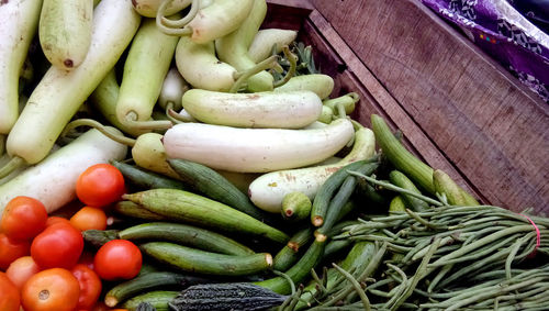 High angle view of fresh vegetables